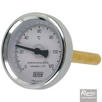 Picture: 0-120°C Thermometer, with sheath (l= 100, 1/2“), rear, d=63 mm